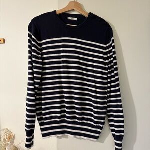 Aigle Navy and White Striped Tunic Sweater S